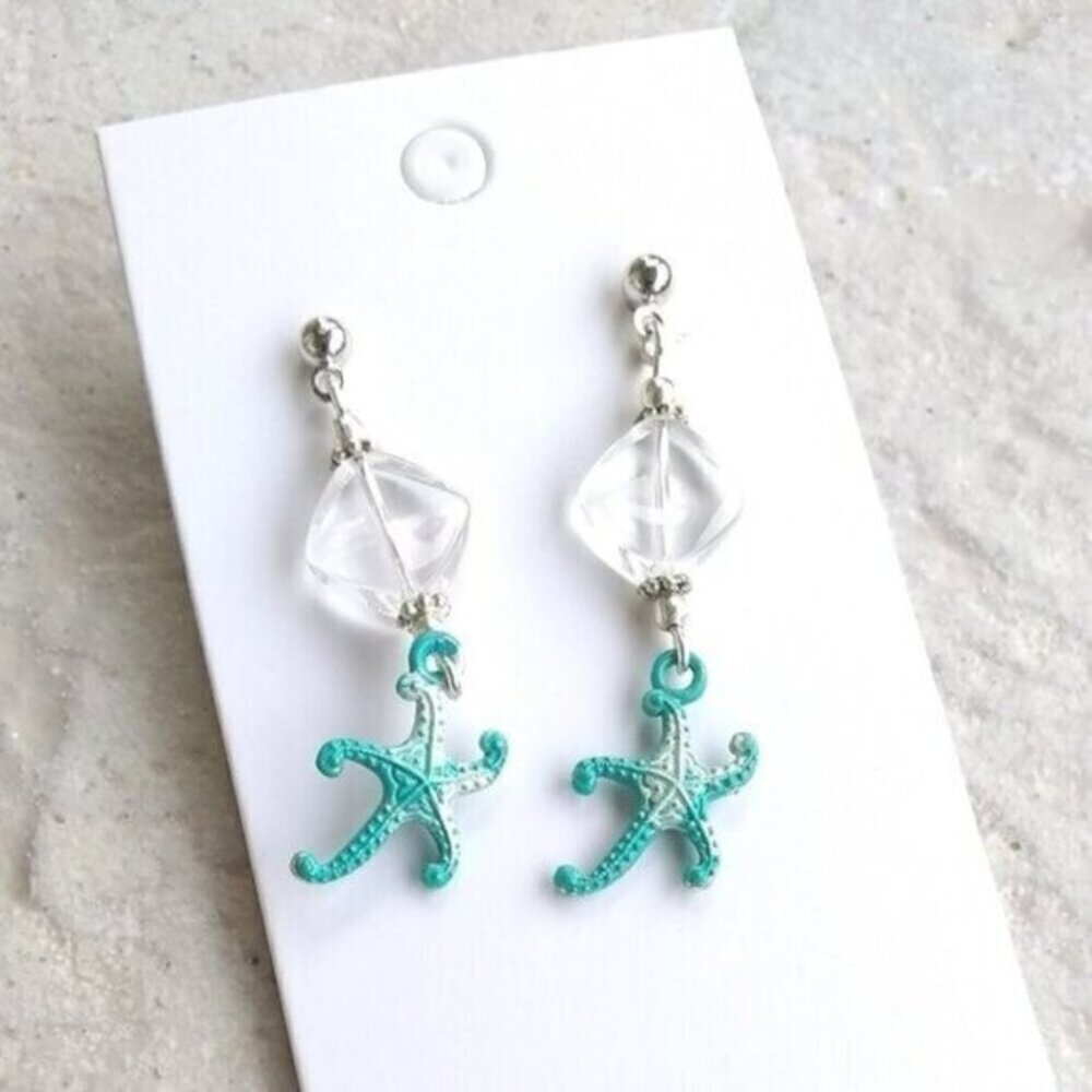 $10 Clearance!!! Island Living! Patina Painted Starfish ~ Sea Star ~ Earrings